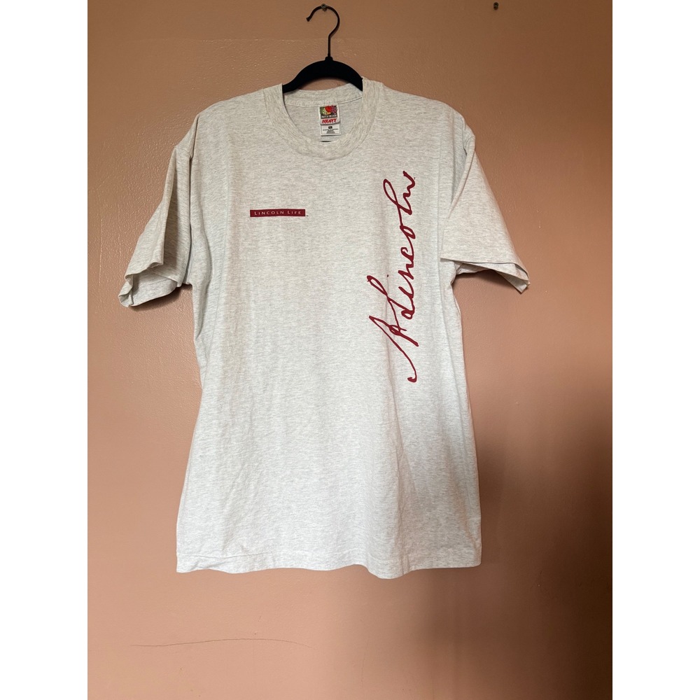 Fruit of the Loom XL Gray Lincoln Life T Shirt Vintage 90s Cotton Graphic Tee US